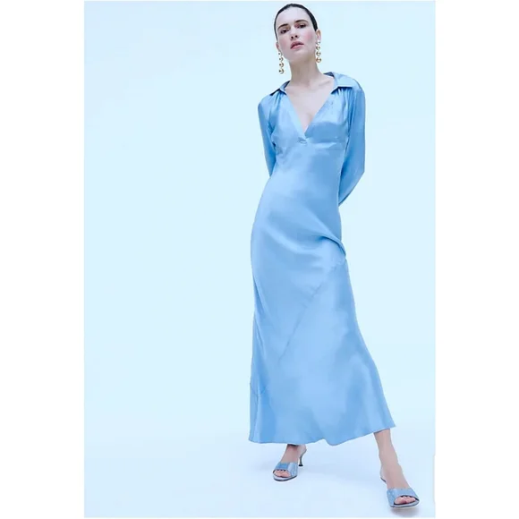 58. J.Crew Limited-edition maxi collared slip dress in shiny crepe - Picture 5 of 13